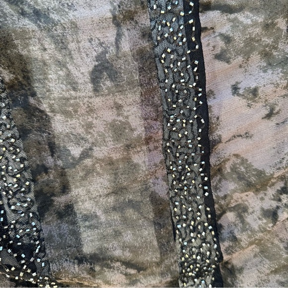 Free People Cropped sheer embellished beaded bell sleeves dye blouson top sz XS - Picture 14 of 15